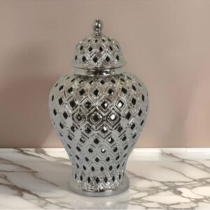 New Silver Ginger Jar with Lid